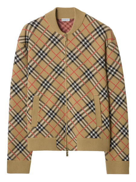  Burberry Check Zip-up Cardigan - Neutrals 