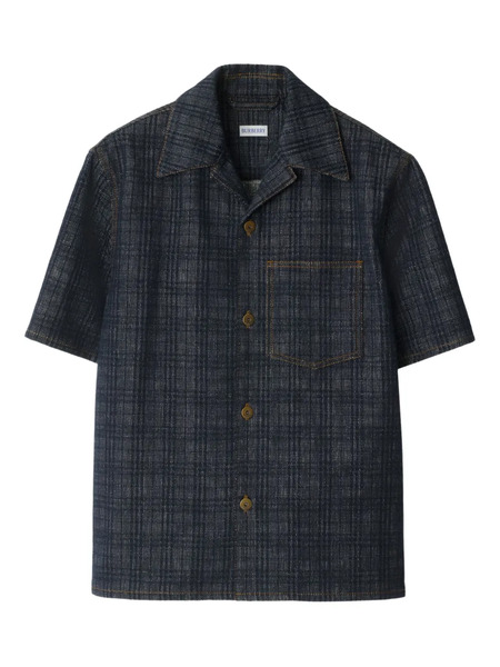  Burberry Checked Denim Shirt - Blue 