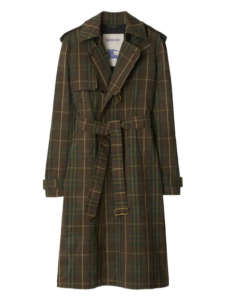  Burberry Checked Double-breasted Trench Coat - Green 