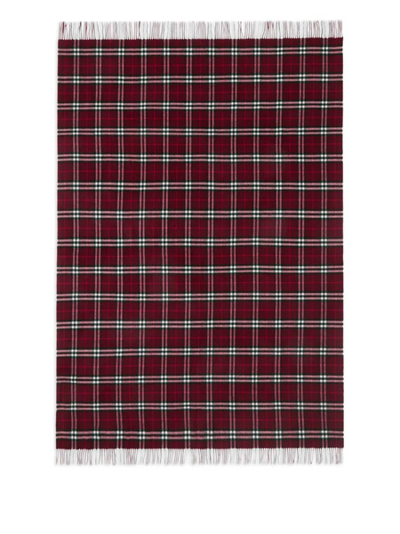  Burberry Checked Fringed Cashmere Blanket (200cm X 140cm) - Red 