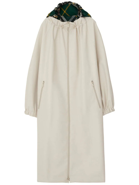  Burberry Checked-hood Gabardine Parka Coat - Neutrals 