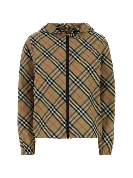  Burberry Checked Hooded Jacket - Neutrals 