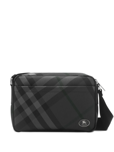  Burberry Checked Messenger Bag - Black 