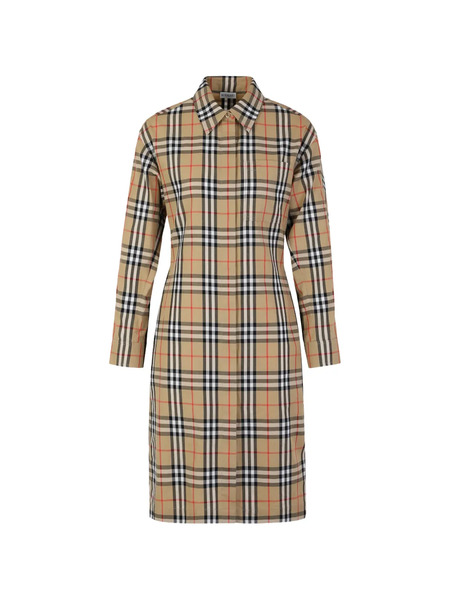  Burberry Checked Midi Dress - Neutrals 
