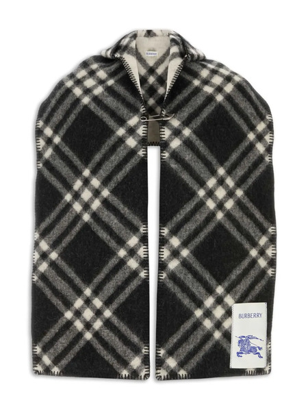  Burberry Checked-pattern Wool Hooded Scarf - Black 