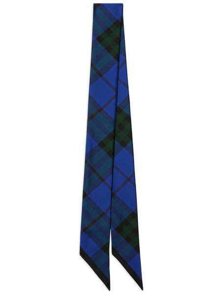  Burberry Checked Silk Scarf - Blue 
