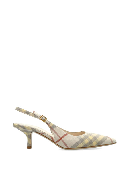  Burberry Checked Slingback Heeled Pumps - Neutrals 