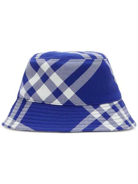  Burberry Checked Tonal-stitching Bucket Hat - Blue 