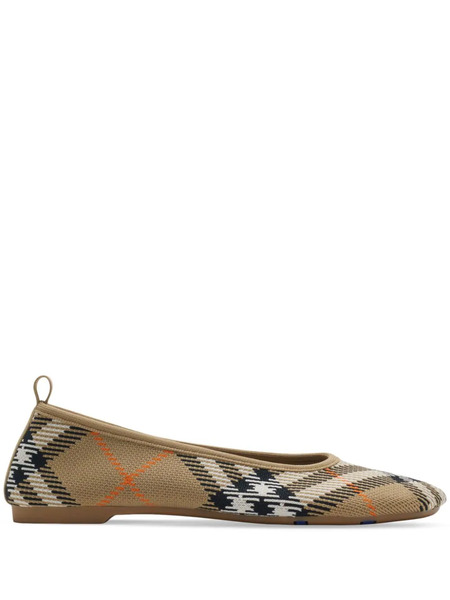  Burberry Checkered Knitted Ballerina Shoes - Neutrals 
