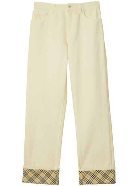  Burberry Checkered Straight-leg Jeans - Neutrals 