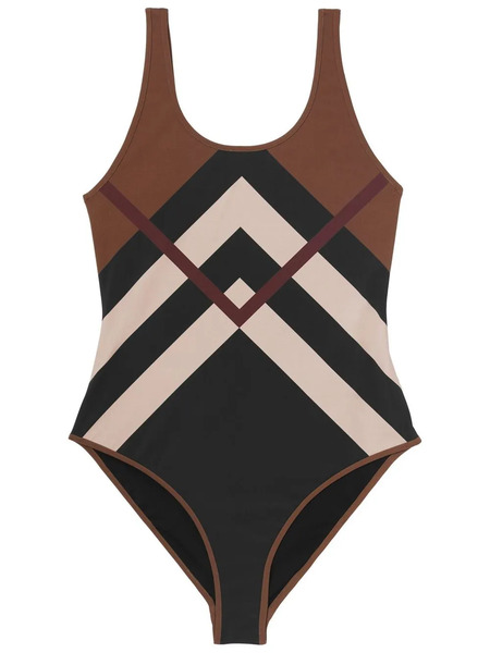  Burberry Chevron Check-print Swimsuit - Brown 