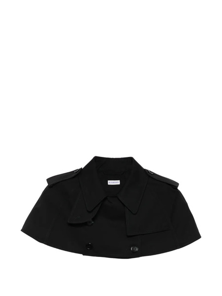  Burberry Collared Trench-style Cropped Jacket - Black 