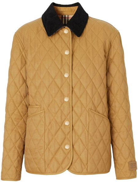  Burberry Corduroy-collar Diamond-quilted Jacket - Brown 
