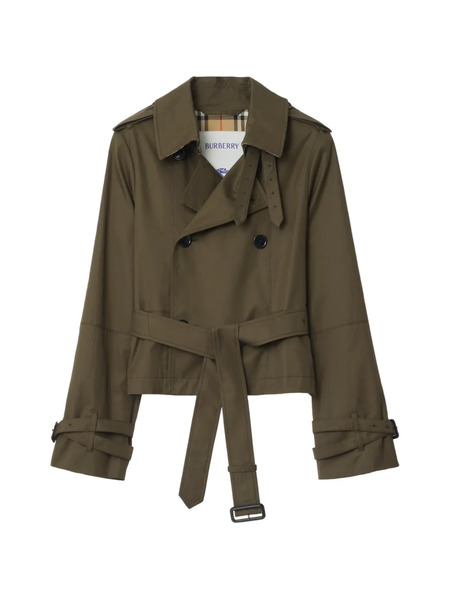  Burberry Cropped Belted Jacket - Green 