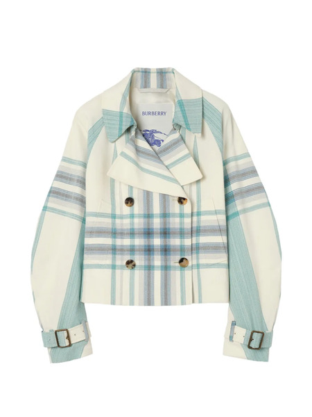  Burberry Cropped Check Ladybrook Trench Jacket​ - Neutrals 