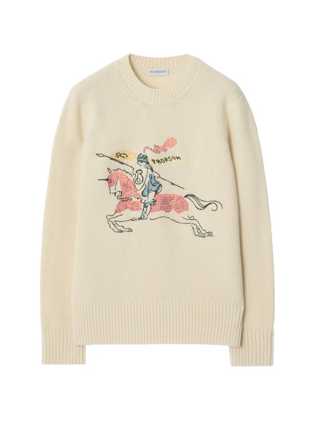  Burberry Cross-stitch Ekd Equestrian Sweater - Neutrals 