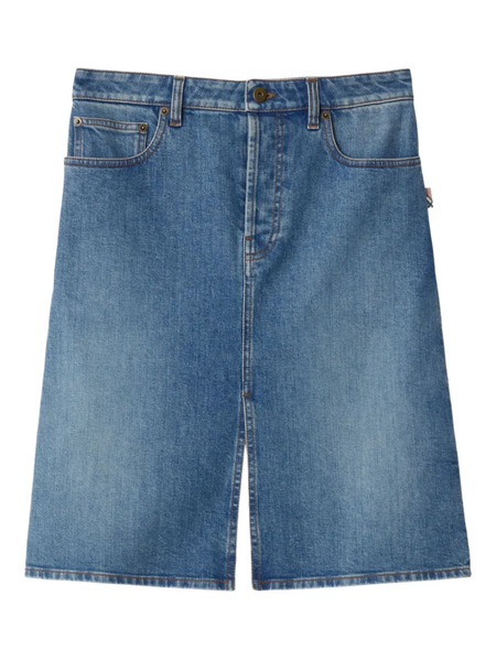  Burberry Denim Midi Skirt - Blue 