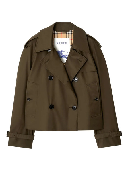  Burberry Double-breasted Cropped Trench Jacket - Green 