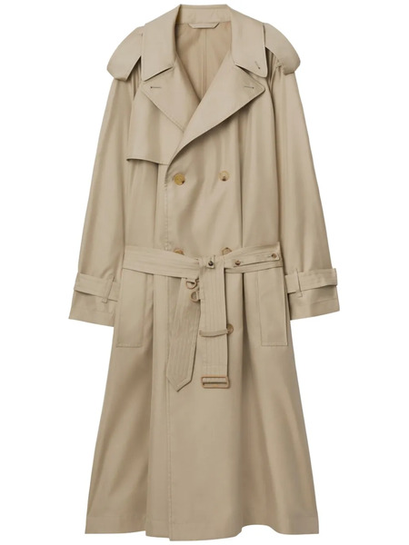  Burberry Double-breasted Silk Trench Coat - Neutrals 