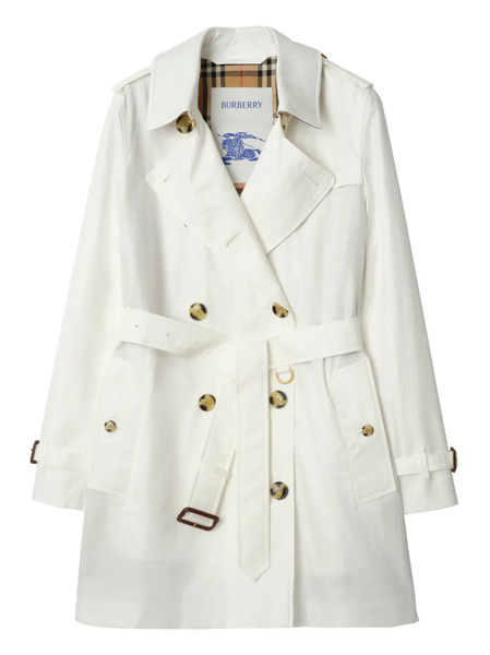  Burberry Double-breasted Trench Coat - White 