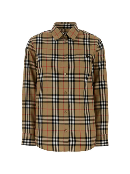  Burberry Embroidered Check-pattern Shirt - Neutrals 