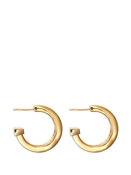  Burberry Engraved Check Hoop Earrings - Gold 