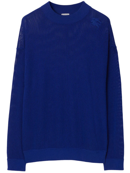  Burberry Equestrian Knight-appliqué Mesh Jumper - Blue 