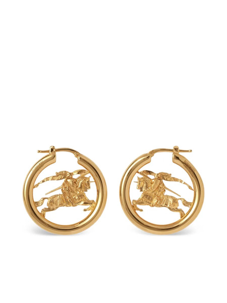  Burberry Equestrian Knight Hoop Earrings - Gold 