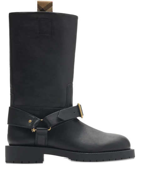  Burberry Equestrian Knight Leather Boots - Black 