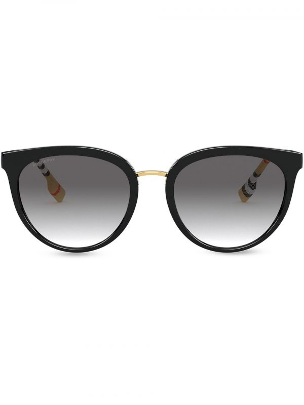  Burberry Eyewear Check Print Sunglasses - Black 