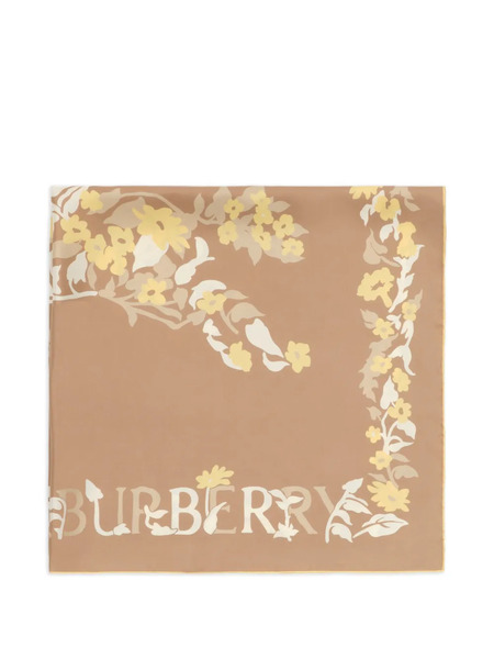  Burberry Floral Ekd Silk Scarf - Neutrals 