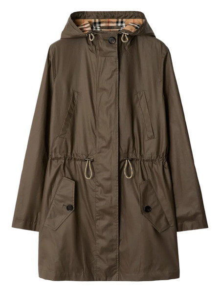  Burberry Gabardine Parka Coat - Green 