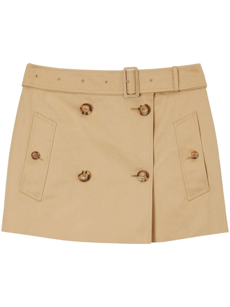  Burberry Gabardine Trench Cotton Miniskirt - Neutrals 