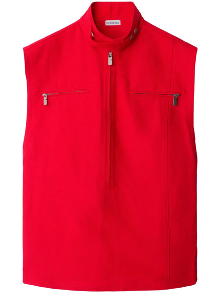  Burberry Half-zip Canvas Tank Top - Red 