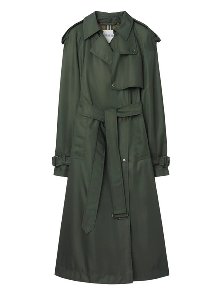  Burberry Hooded Belted Nylon Trench Coat - Green 