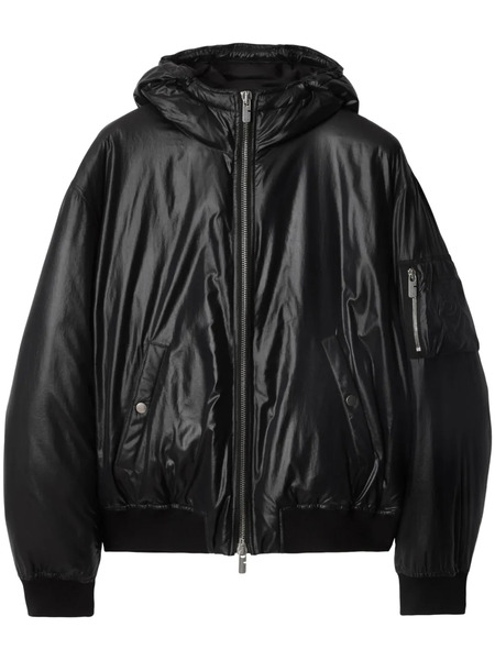  Burberry Hooded Bomber Jacket - Black 