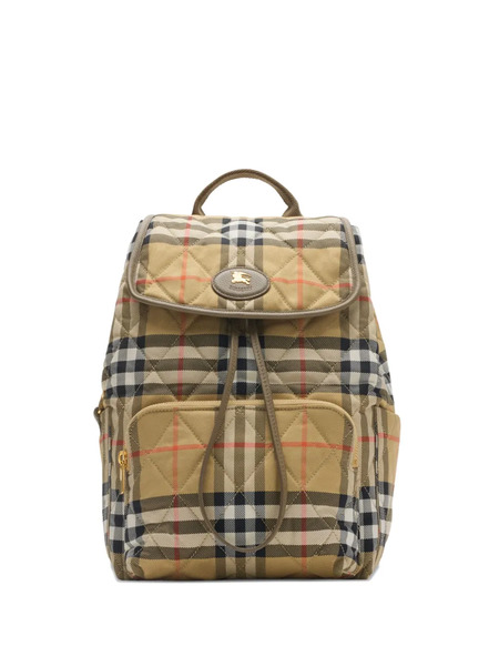  Burberry Horseshoe Checked-pattern Backpack - Neutrals 