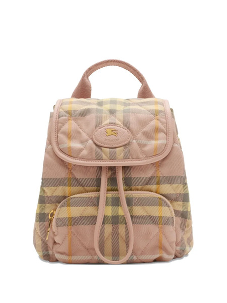  Burberry Horseshoe Quilted Check Backpack Mini Bag - Pink 
