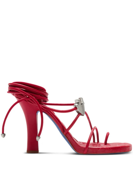  Burberry Ivy Shield 105mm Strappy Sandals - Red 