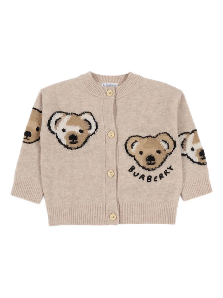  Burberry Kids Bear-embroidered Cardigan - Neutrals 