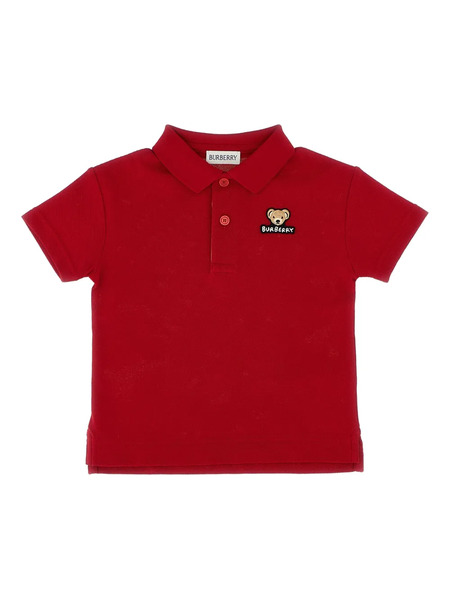  Burberry Kids Bear-logo Polo Shirt - Red 