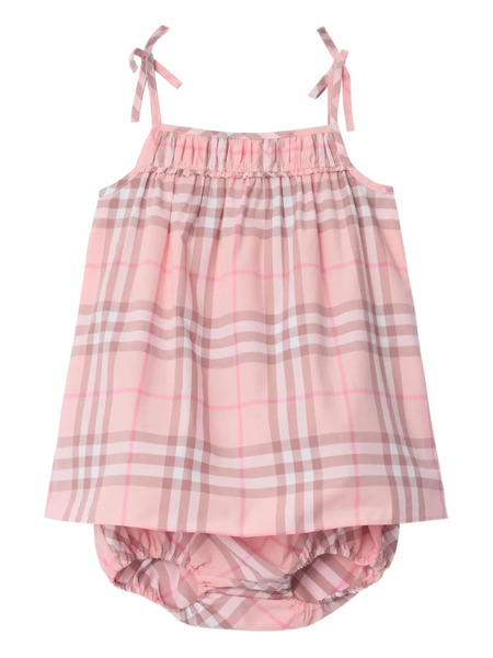  Burberry Kids Check Bow Dress Set - Pink 