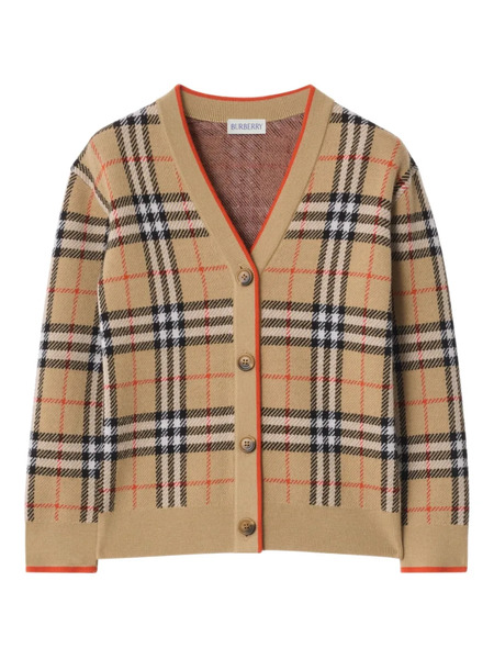  Burberry Kids Check Cardigan - Neutrals 