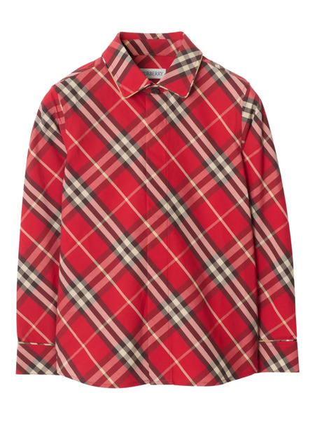  Burberry Kids Check Cotton Shirt - Red 