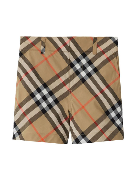  Burberry Kids Check Cotton Shorts - Neutrals 