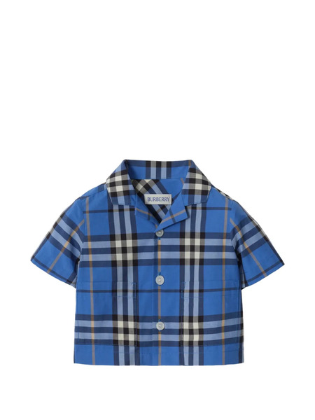  Burberry Kids Check Cotton Two-piece Set - Blue 