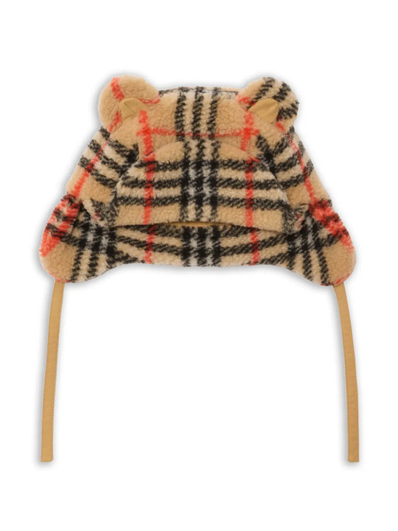  Burberry Kids Check Fleece Trapper Hat - Neutrals 
