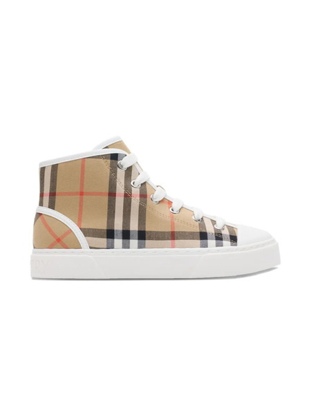 Burberry Kids Check Hi-top Sneakers - Neutrals 