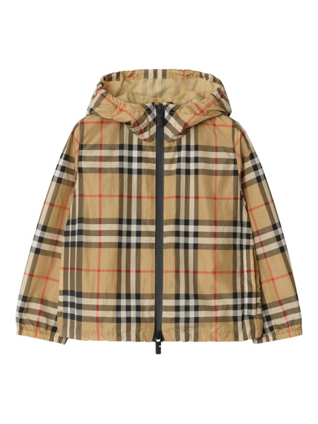  Burberry Kids Check Hooded Jacket - Brown 