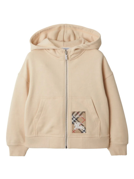  Burberry Kids Check Label Hoodie - Neutrals 